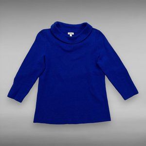 Talbots Blue Mockneck 3/4 Sleeve Cuffed Collar Sweater Women's Size  S